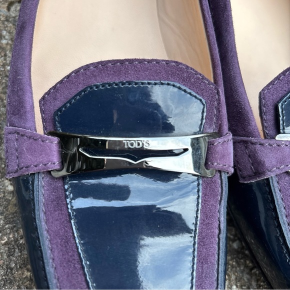 Tod's Blue Patent + Purple Suede Leather Shoes - Picture 3 of 8
